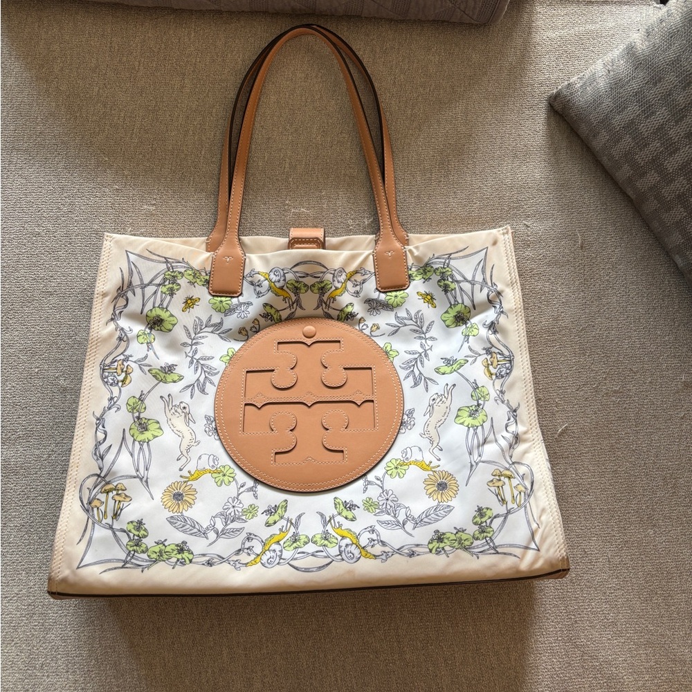 Tory Burch Ella Tote Bag - White and Tan